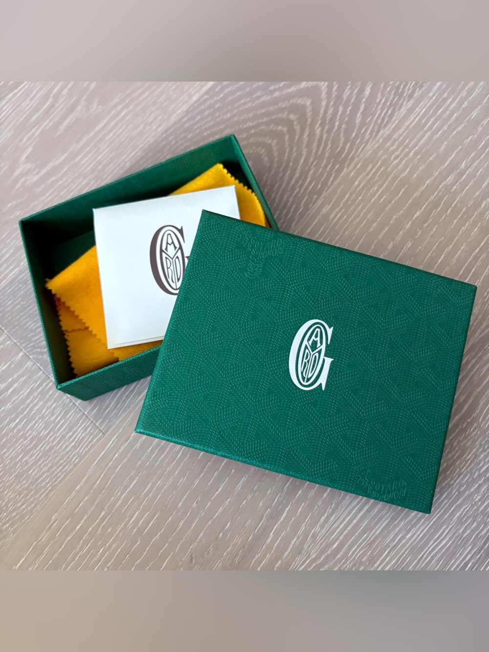 Goyard Green Wallet Gift Box with Yellow Cloth